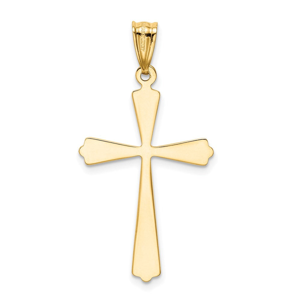 14K Gelb & Rhodium mit Rhodium Diamantiert Kreuz Anhänger