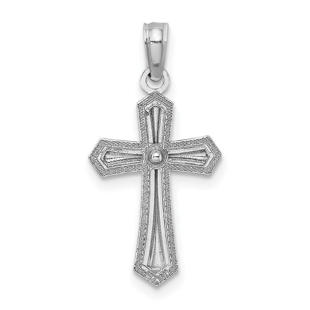 14K Weißgold Gekugelt Zierde Kreuz Charm