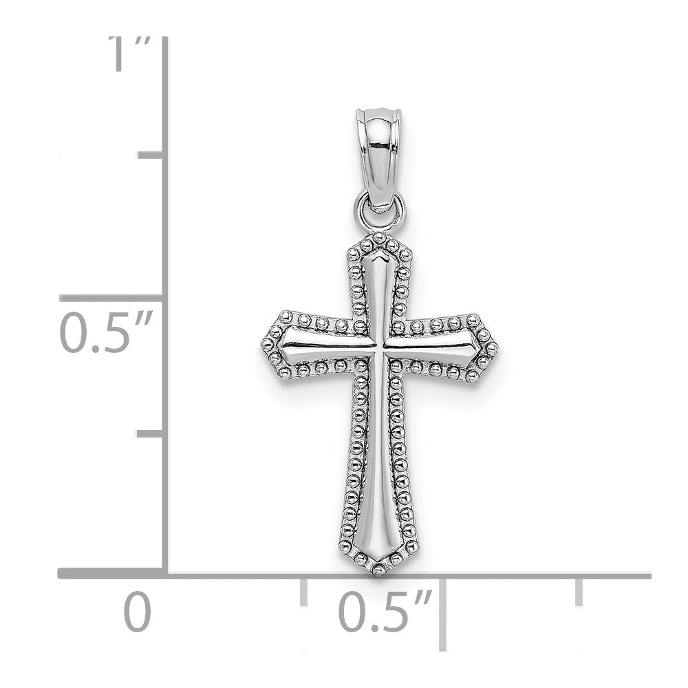14K Weißgold Gekugelt Zierde Kreuz Charm