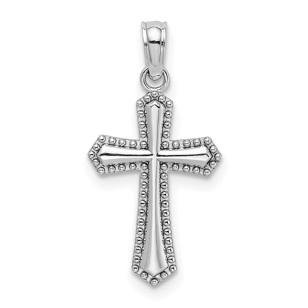 14K Weißgold Gekugelt Zierde Kreuz Charm