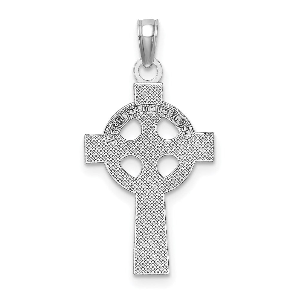 14K Weißgold Keltisch Kreuz Anhänger