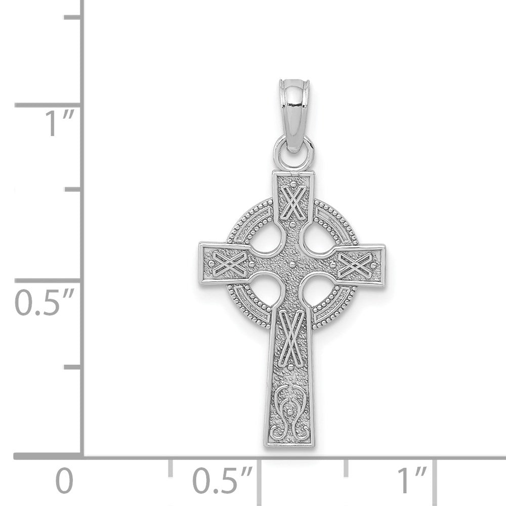 14K Weißgold Keltisch Kreuz Anhänger