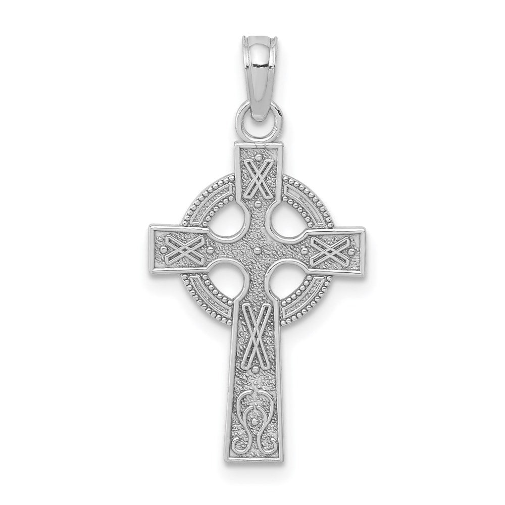 14K Weißgold Keltisch Kreuz Anhänger