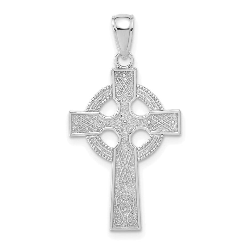 14K Weißgold Kelten-Kreuz-Anhänger