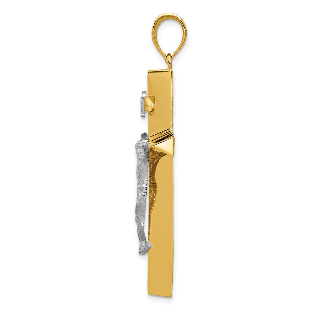 14K Bicolor Inri Hohl Kruzifix Anhänger