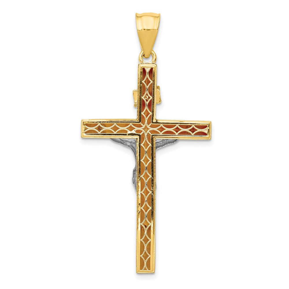 14K Bicolor Inri Hohl Kruzifix Anhänger