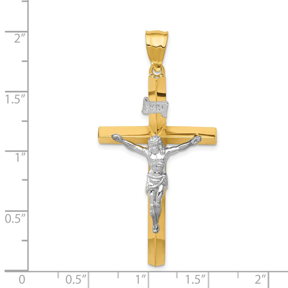 14K Bicolor Inri Hohl Kruzifix Anhänger