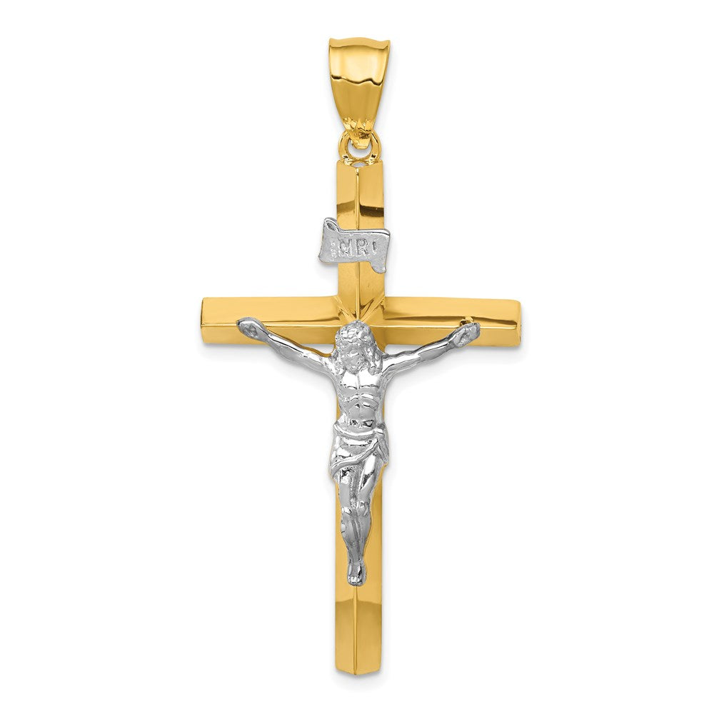 14K Bicolor Inri Hohl Kruzifix Anhänger