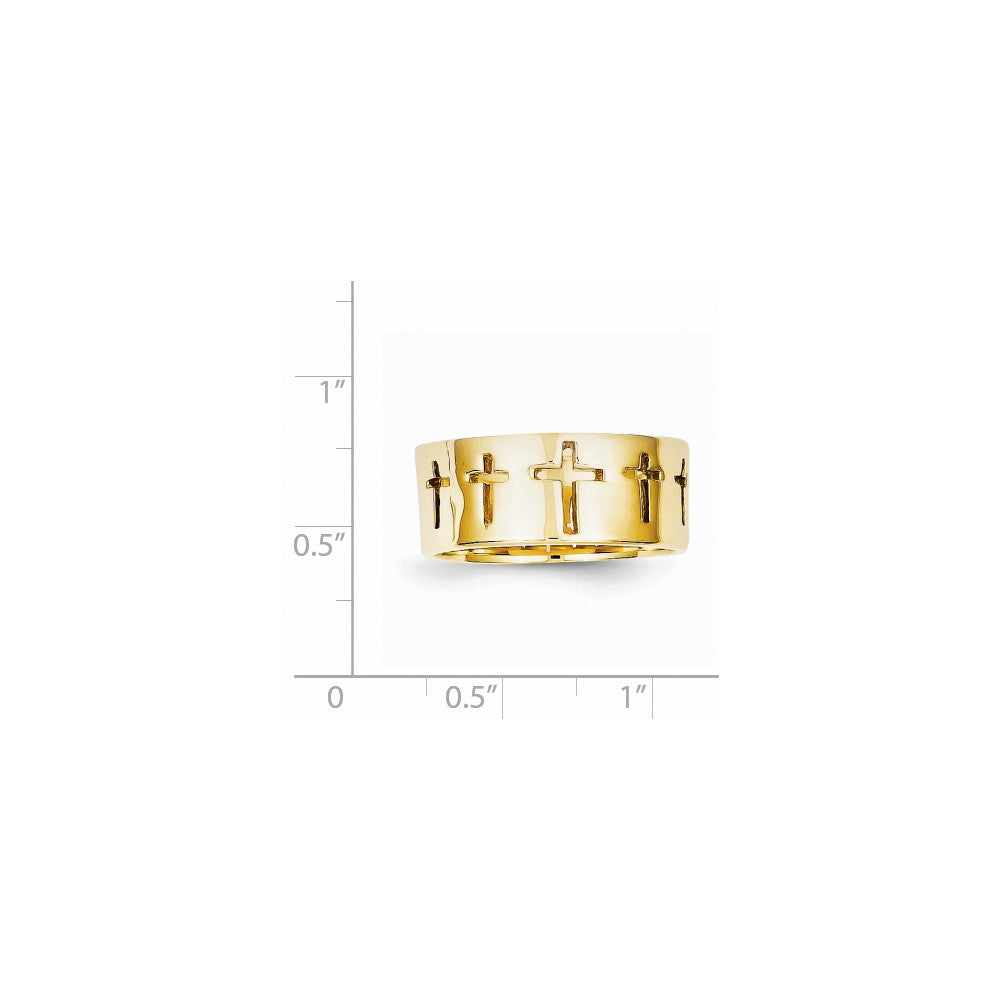 Herrenring mit Kreuz-Cutout aus 14K Gelbgold