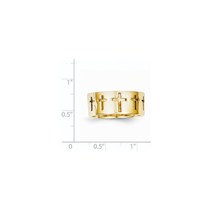 Herrenring mit Kreuz-Cutout aus 14K Gelbgold
