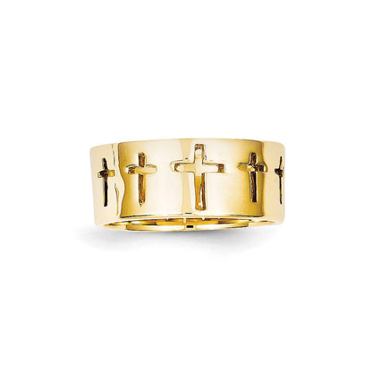 Herrenring mit Kreuz-Cutout aus 14K Gelbgold