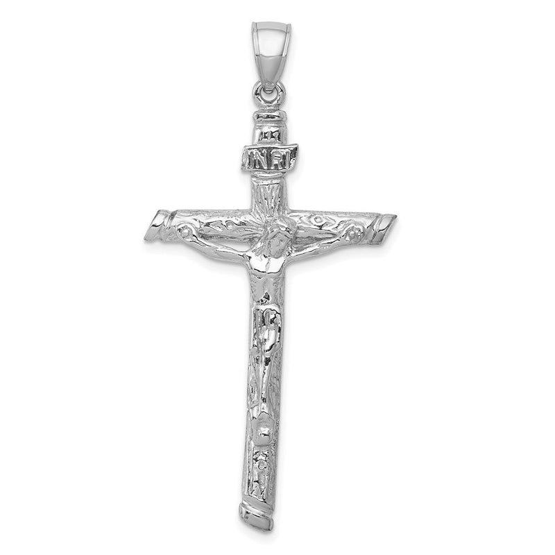 14K Weißgold INRI Kruzifix-Anhänger