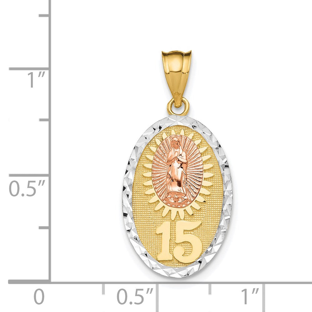 14K Bicolor-Gold mit Weißrhodinierung Lady-Guadalupe-15-Anhänger