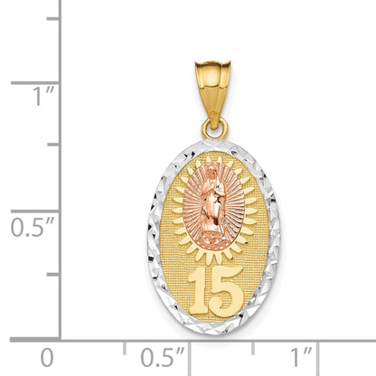 14K Bicolor-Gold mit Weißrhodinierung Lady-Guadalupe-15-Anhänger