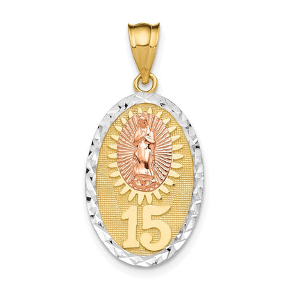 14K Bicolor-Gold mit Weißrhodinierung Lady-Guadalupe-15-Anhänger