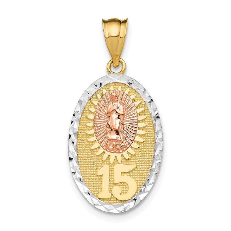 14K Bicolor-Gold mit Weißrhodinierung Lady-Guadalupe-15-Anhänger