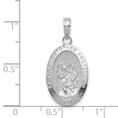 14K Weißgold Christopherus-Medaille Anhänger
