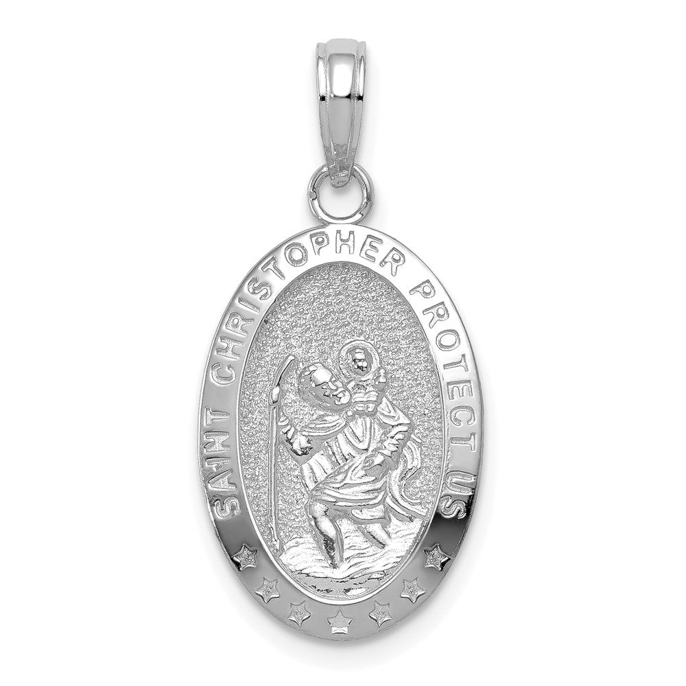 14K Weißgold Christophorus-Medaillenanhänger