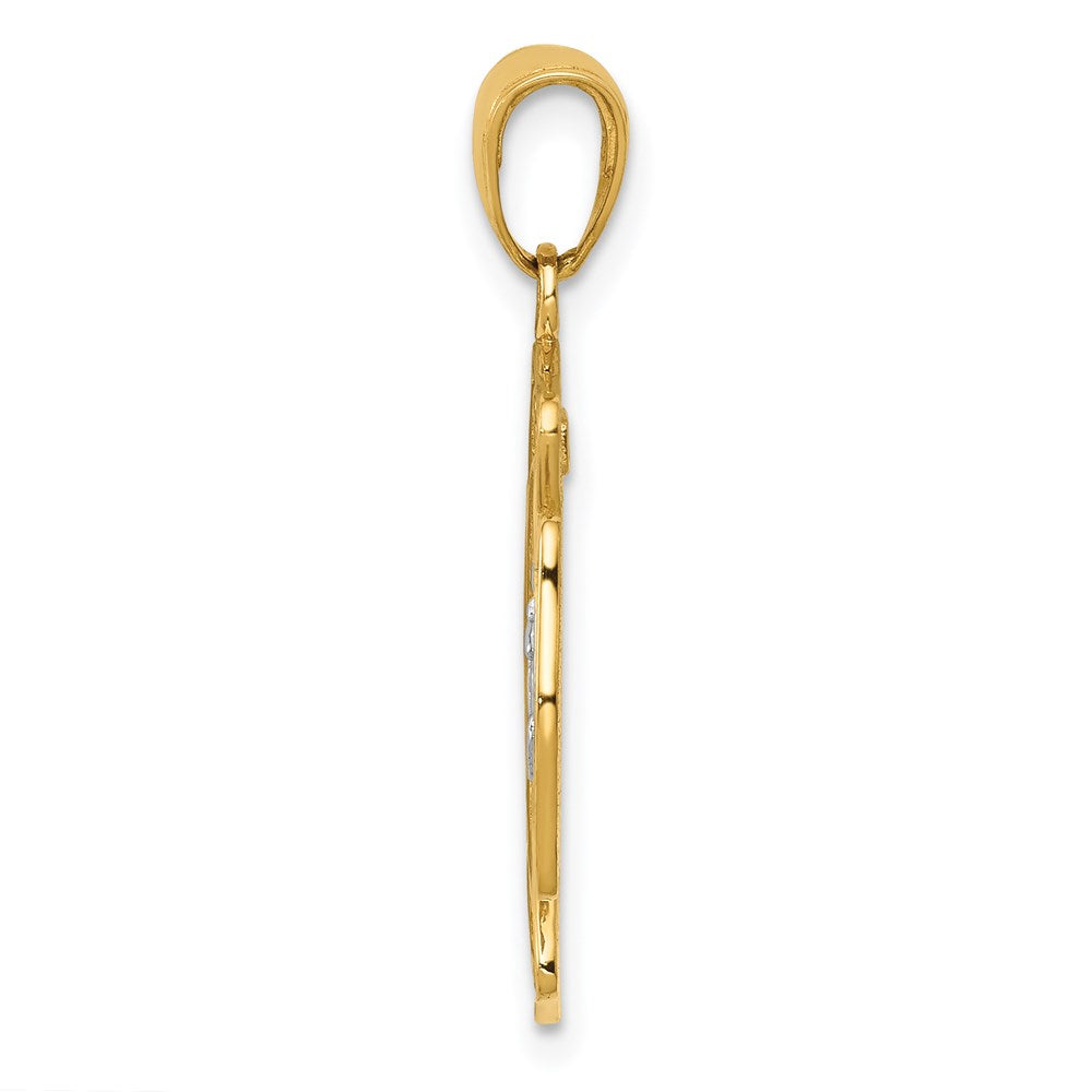 14K Bicolor-Gold Sankt-Florian-Medaille-Anhänger