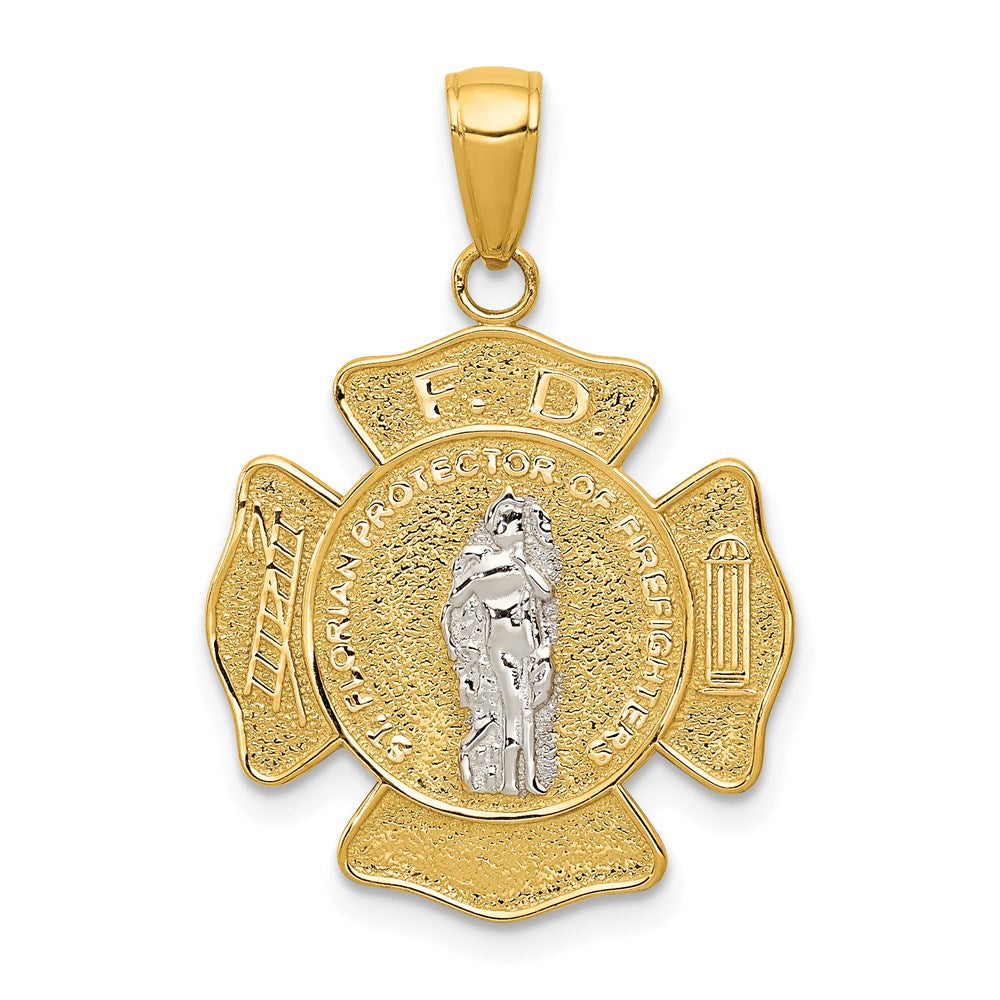 14K Bicolor-Gold Sankt-Florian-Medaille-Anhänger