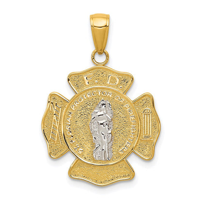 14K Bicolor-Gold Sankt-Florian-Medaille-Anhänger