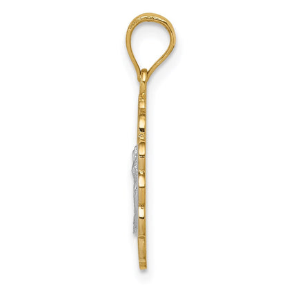 14K Bicolor mit Rhodium Taufe Anhänger