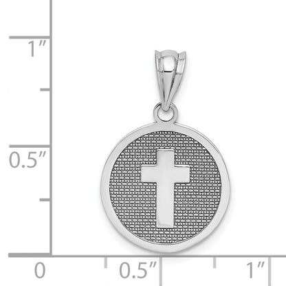 14K Weißgold Wende-Anhänger Kreuz & Erste Heilige Kommunion Charm
