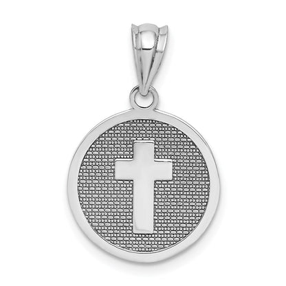 14K Weißgold Wende-Anhänger Kreuz & Erste Heilige Kommunion Charm