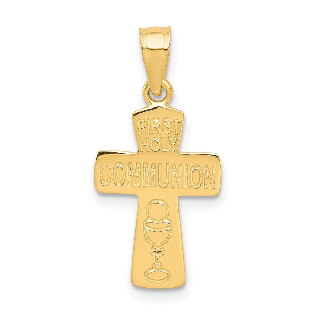 14K Gelbgold First Heilig Kommunion Kreuz Anhänger