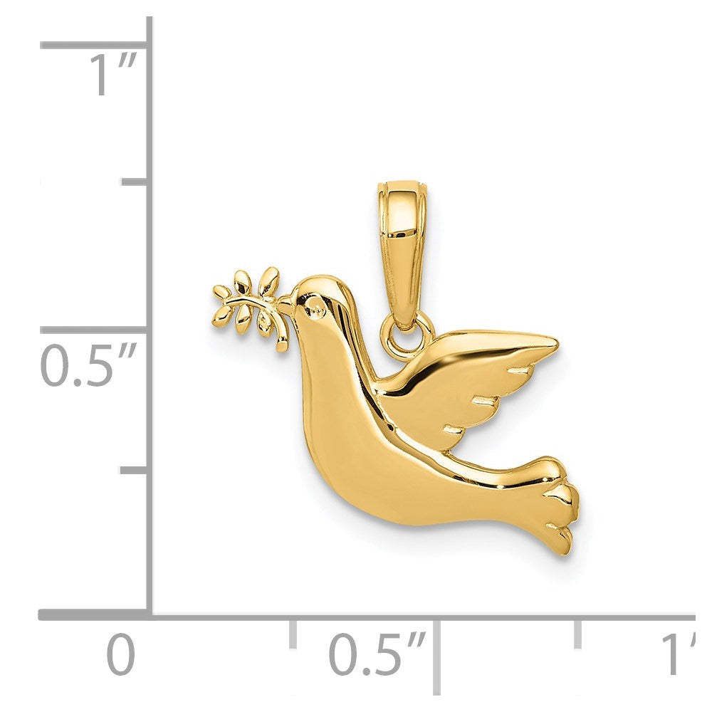 14K Gelbgold Poliert Taube Charm