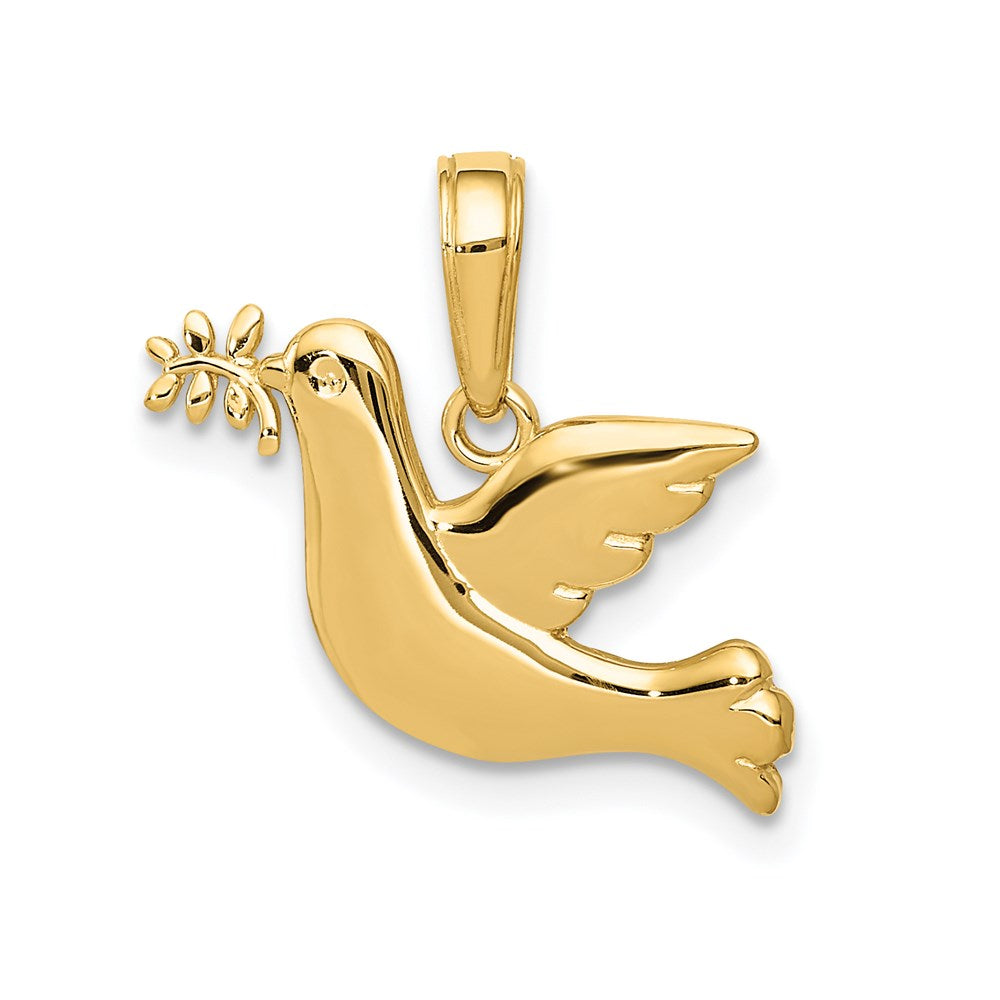 14K Gelbgold Poliert Taube Charm
