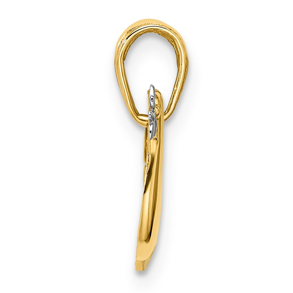 14K Gelb & Rhodium Weiß Poliert Diamantiert Taube Charm