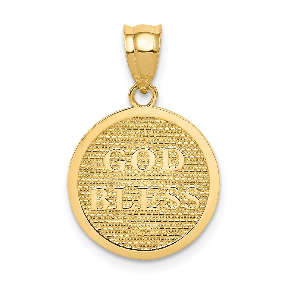 14K Gelbgold wendbarer Anhänger "Kreuz und GOD BLESS