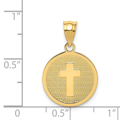 14K Gelbgold wendbarer Anhänger "Kreuz und GOD BLESS