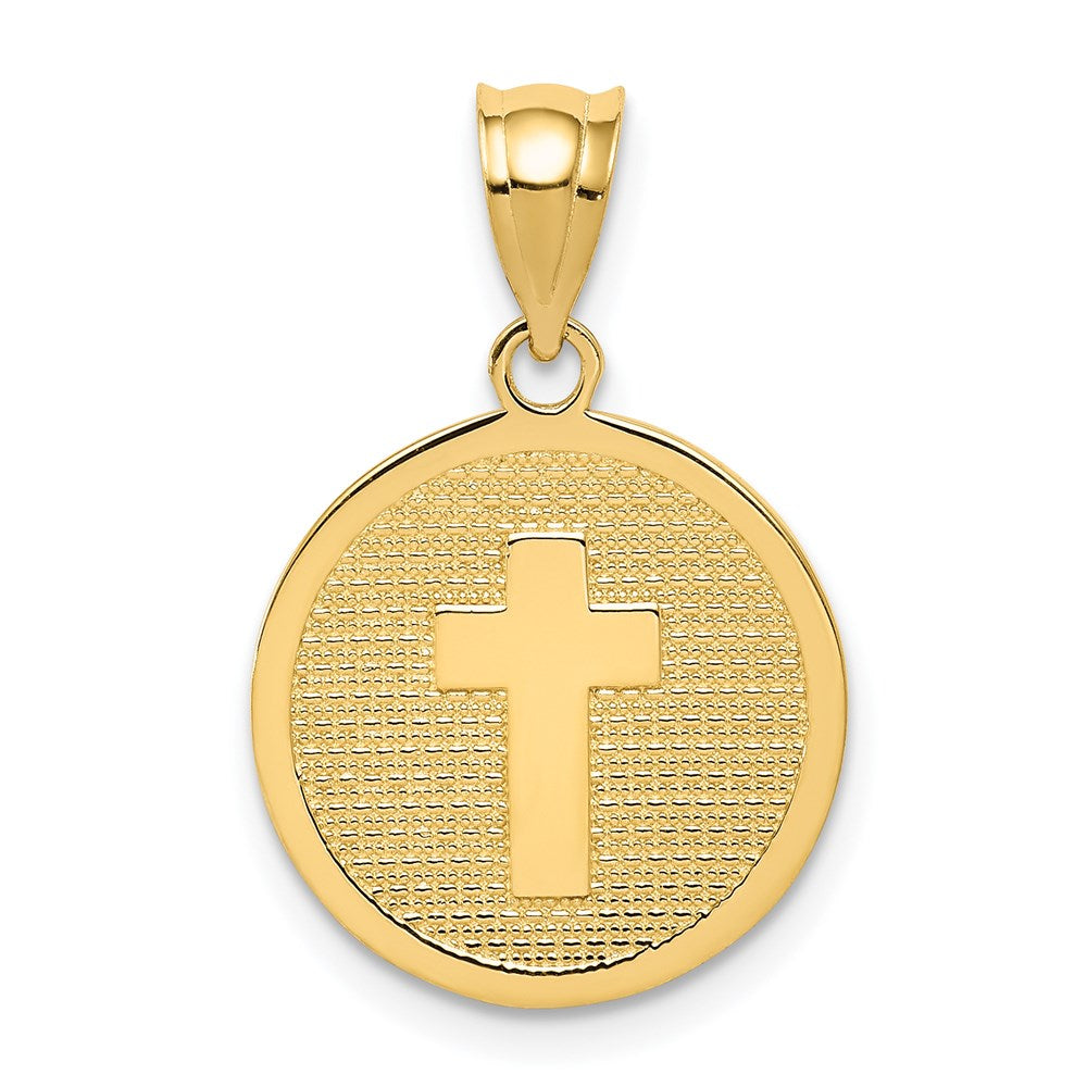 14K Gelbgold wendbarer Anhänger "Kreuz und GOD BLESS