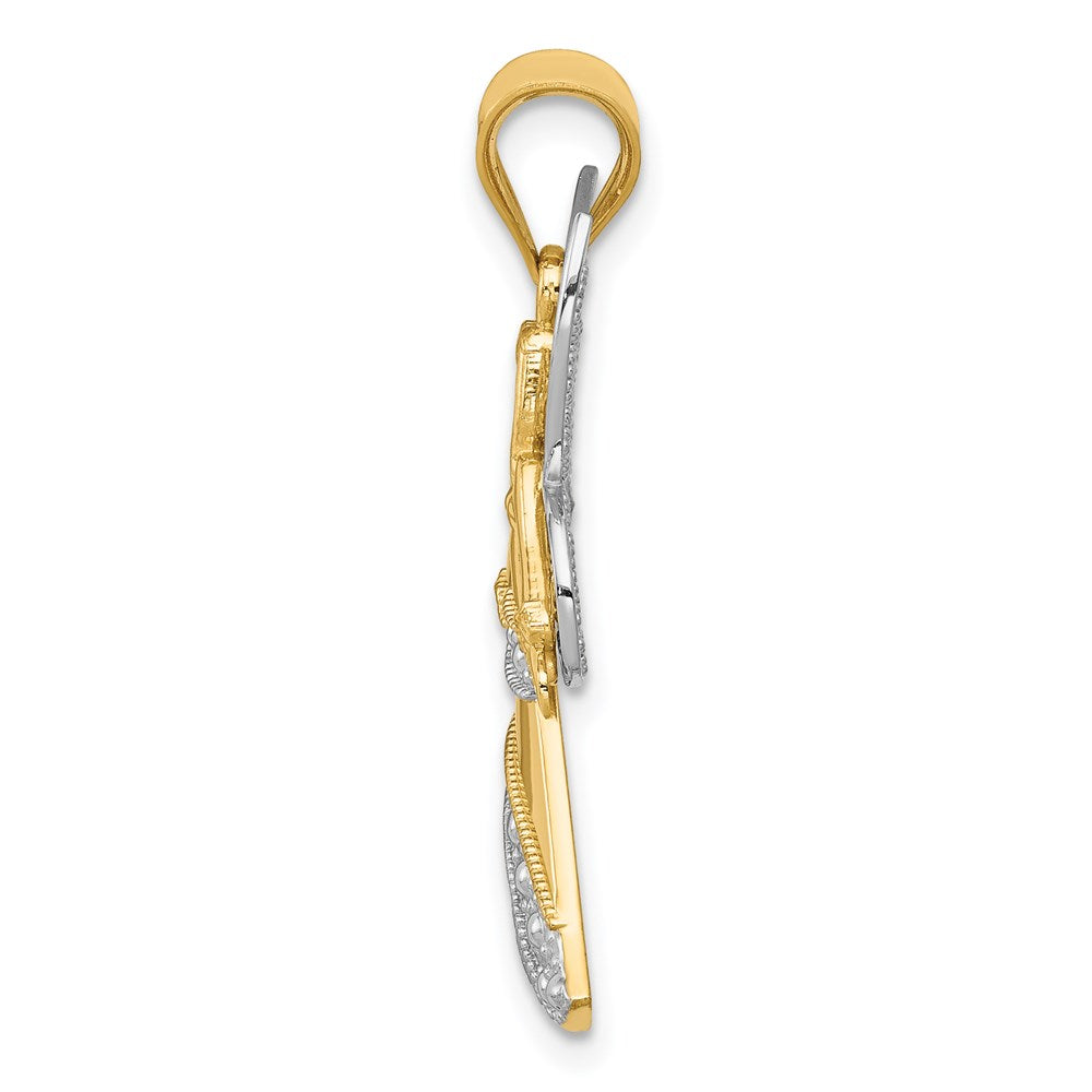 14 Karat Bicolor-Gold mit Rhodium-Beschichtung Engel-Anhänger