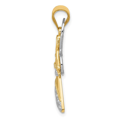 14 Karat Bicolor-Gold mit Rhodium-Beschichtung Engel-Anhänger
