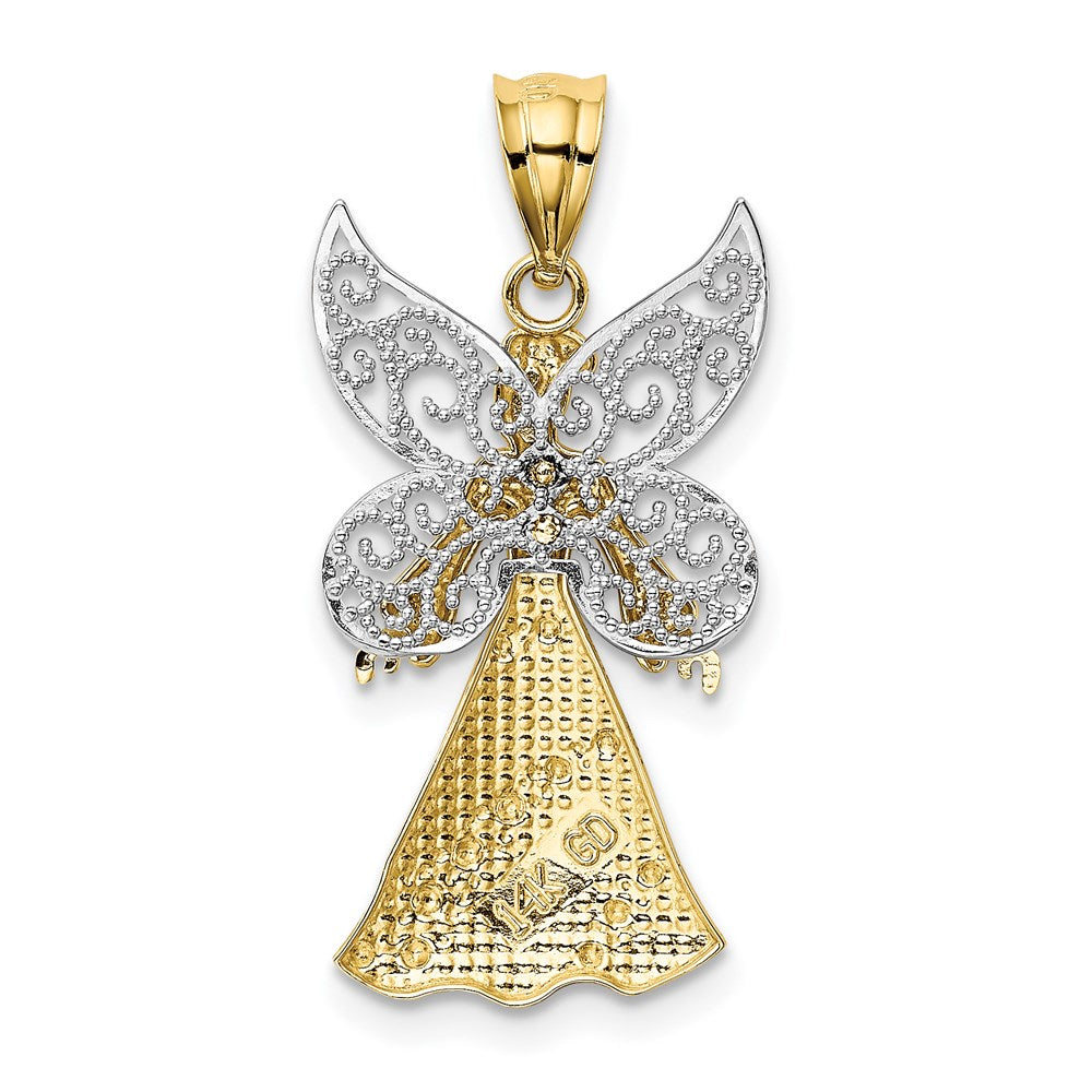 14 Karat Bicolor-Gold mit Rhodium-Beschichtung Engel-Anhänger