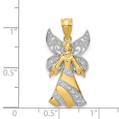 14 Karat Bicolor-Gold mit Rhodium-Beschichtung Engel-Anhänger