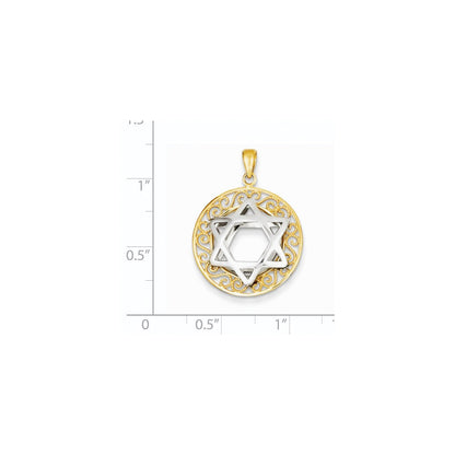 14K Davidstern-Anhänger aus zweifarbigem Gelb- und Rhodiumgold