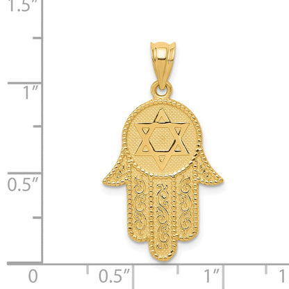 14K Gelbgold Hamsa-Charm mit Davidstern