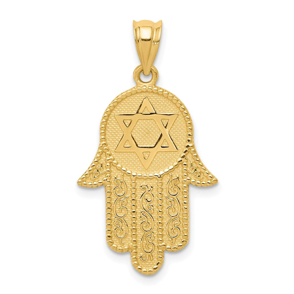 14K Gelbgold Hamsa-Charm mit Davidstern