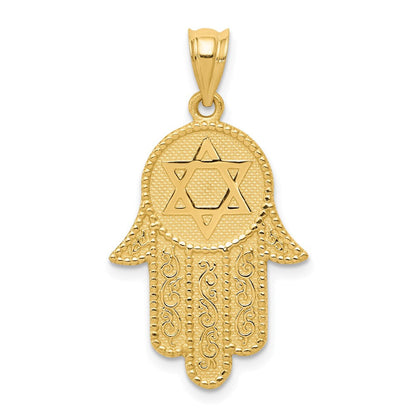 14K Gelbgold Hamsa-Charm mit Davidstern