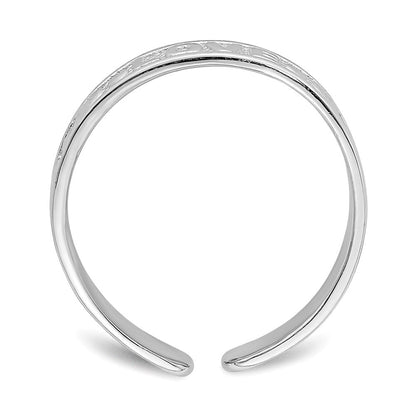 14K Weißgold Poliert Liebe und Herzen Zehenring