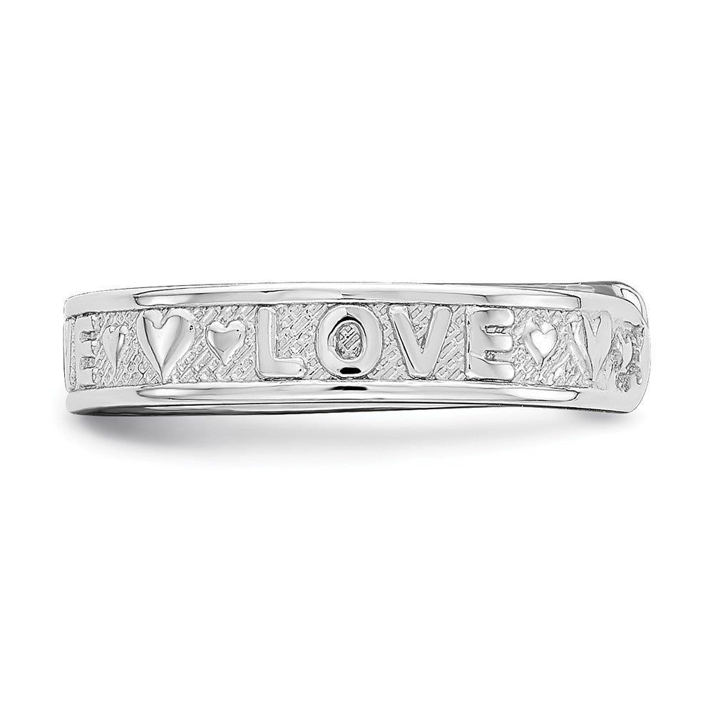 14K Weißgold Poliert Liebe und Herzen Zehenring