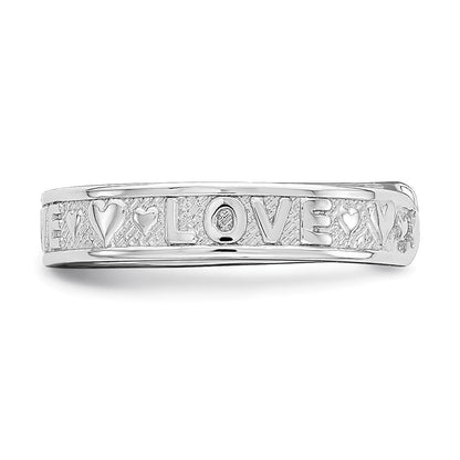 14K Weißgold Poliert Liebe und Herzen Zehenring