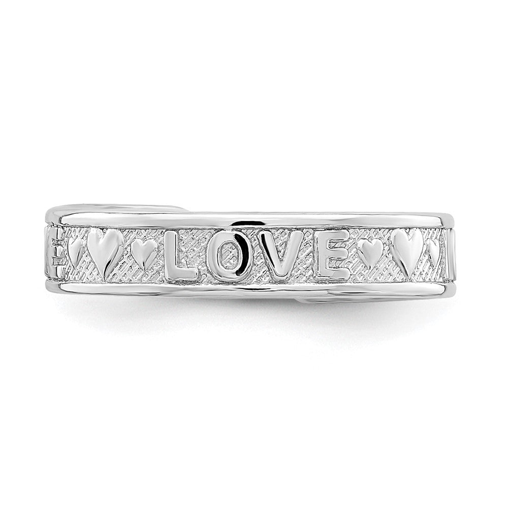 14K Weißgold Poliert Liebe und Herzen Zehenring