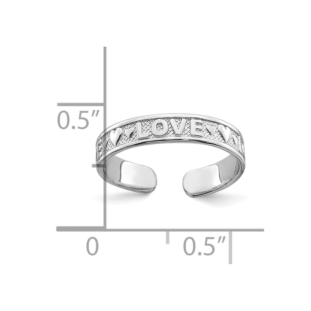 14K Weißgold Poliert Liebe und Herzen Zehenring