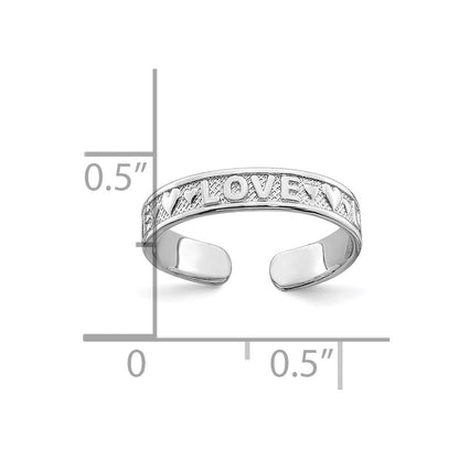 14K Weißgold Poliert Liebe und Herzen Zehenring