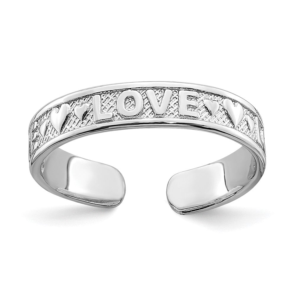 14K Weißgold Poliert Liebe und Herzen Zehenring